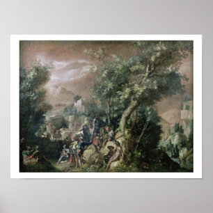 St. John the Baptist Preaching (oil on canvas) Poster