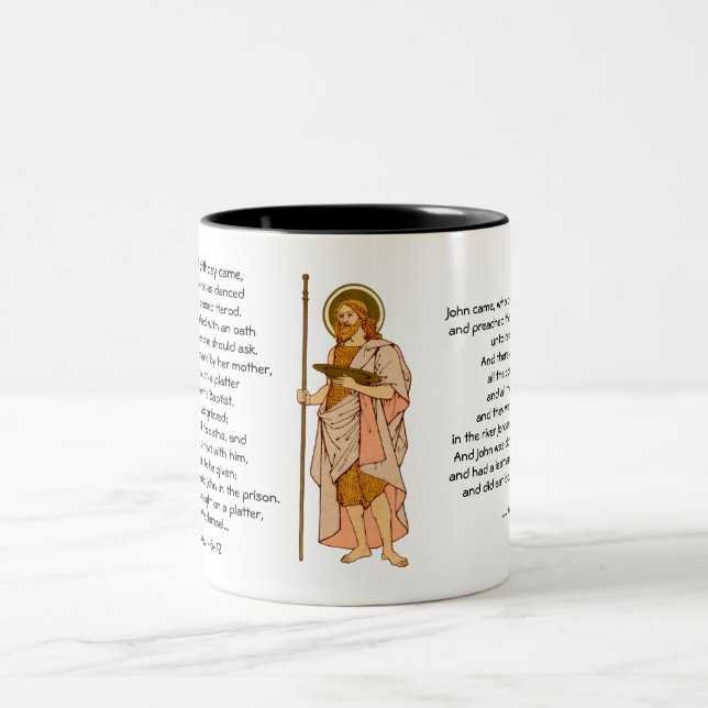 St. John the Baptist (RLS 06) with Texts Two-Tone Coffee Mug (Center)