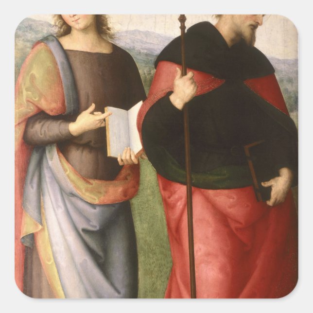 St. John the Evangelist and St. Augustine of Square Sticker (Front)