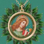 St. John the Evangelist (JMAS 06) Gold Plated Necklace<br><div class="desc">Image Credit (JMAS 06): Antique image of St. John the Evangelist from a late 19th-century devotional print in chromolithography with gilt accents originally published by Josef Müller, Art Publisher, Munich, Germany, from the designer’s private collection of religious ephemera. The image is one of twelve in the publisher’s Apostle Series (No....</div>