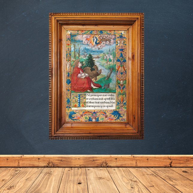 St John the Evangelist - Mediaeval Manuscript Poster (Saint John the Evangelist Medieval Manuscript Catholic Christian Wall Art)