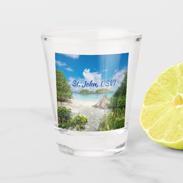 St. John U S Virgin Islands beach photo Shot Glass (Front)