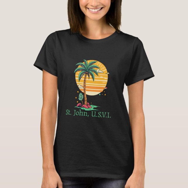 St. John usvi US Virgin Island Souvenir Vacation R T-Shirt (Front)