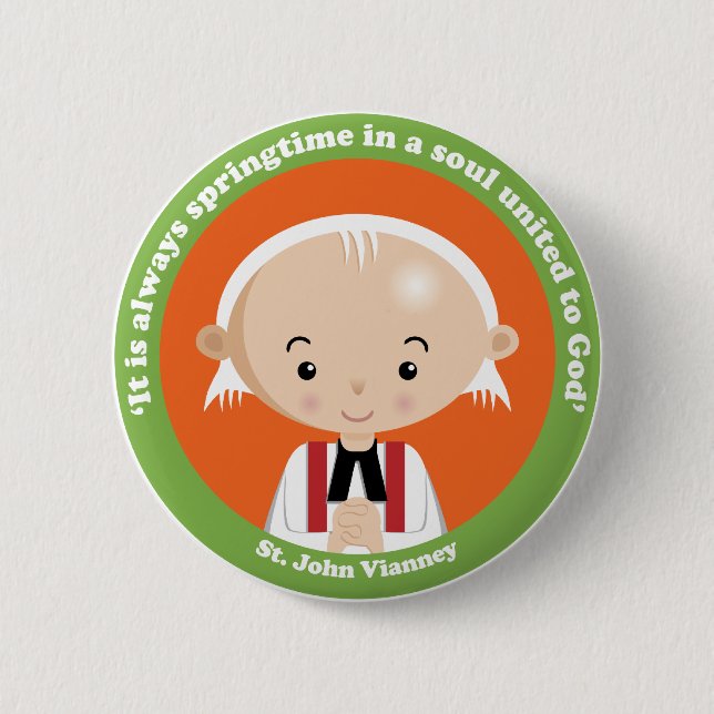 St. John Vianney 6 Cm Round Badge (Front)
