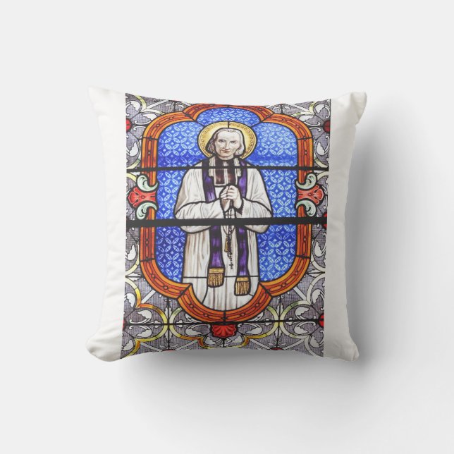 St. John Vianney Patron Saint of Parish Priests Cushion (Front)