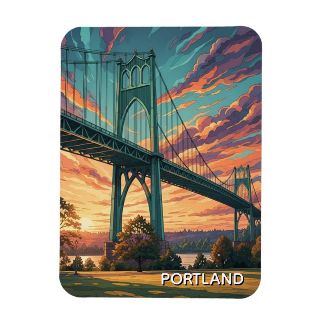 St Johns Bridge in Portland Oregon Magnet (Vertical)