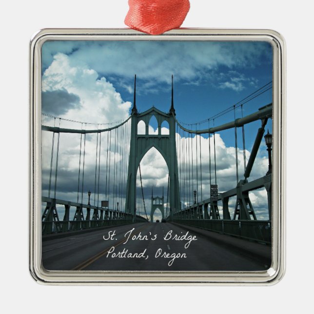 St. John's Bridge, Portland, Oregon Metal Tree Decoration (Front)