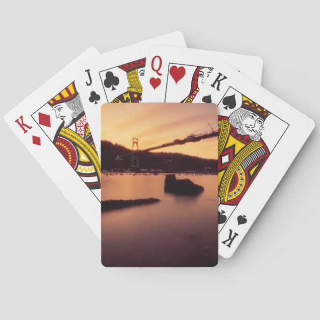 St Johns Bridge Sunset Playing Cards (Back)