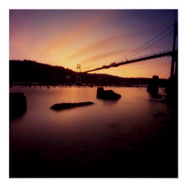 St Johns Bridge Sunset Poster (Front)