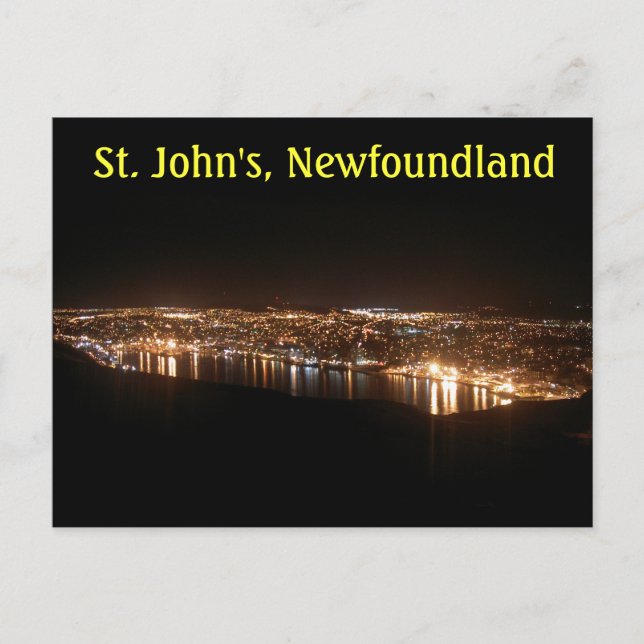 St. John's Cityscape at Night Postcard (Front)