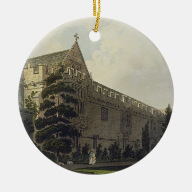 St. John's College seen from the garden, illustrat Ceramic Tree Decoration (Front)