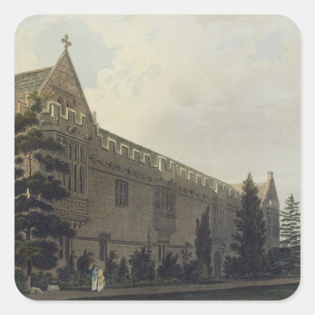 St. John's College seen from the garden, illustrat Square Sticker (Front)