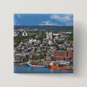 St. John's, Newfoundland, Canada, the coastline 15 Cm Square Badge