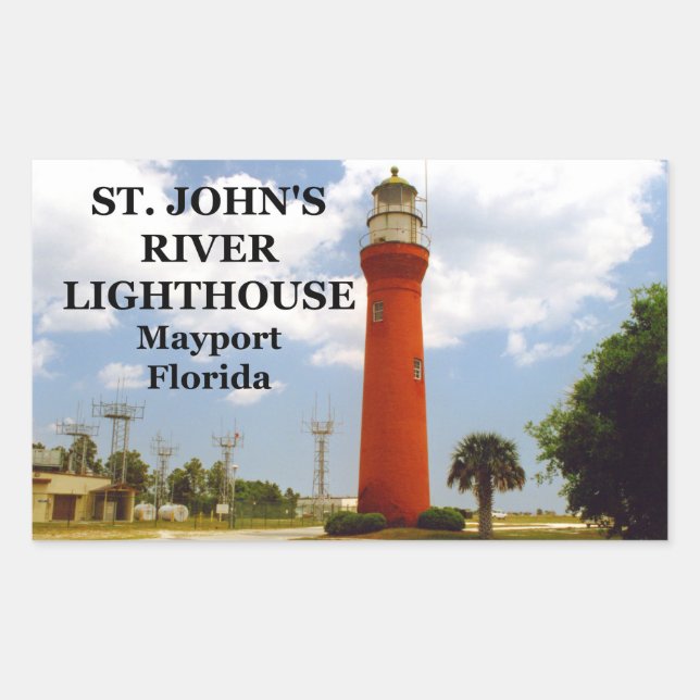 St John's River Lighthouse, Mayport Florida Rectangular Sticker (Front)