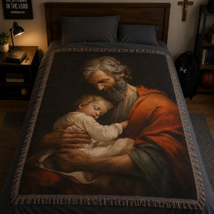 St. Joseph and Baby Jesus Religious Catholic Throw Blanket
