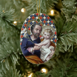 St. Joseph and the Christ Child (DPT 002) Ceramic Tree Decoration