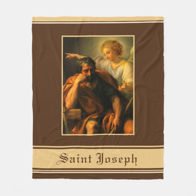 St. Joseph Angel Religious Catholic Prayer  Fleece Blanket (Front)