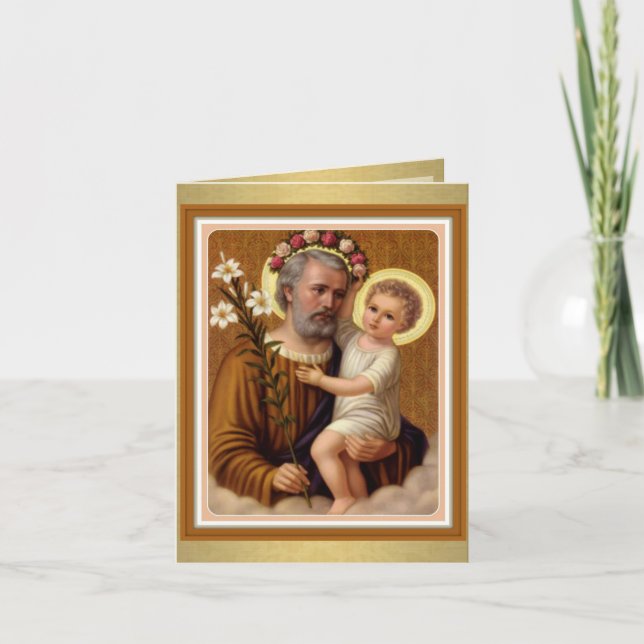 St Joseph Baby Jesus Catholic Religious Vintage Card (Front)