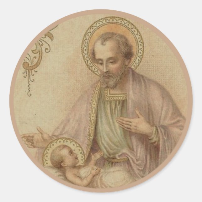 St. Joseph Baby Jesus Classic Round Sticker (Front)