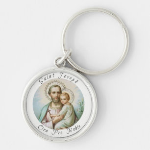 St. Joseph Baby Jesus Lily Key Ring