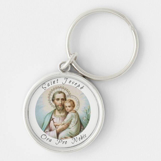 St. Joseph Baby Jesus Lily Key Ring (Front)