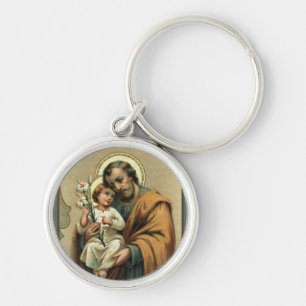 St. Joseph Baby Jesus Lily Key Ring
