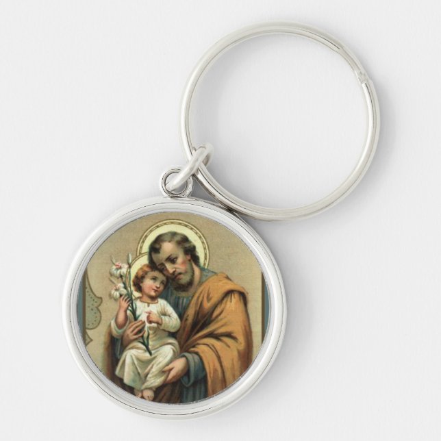 St. Joseph Baby Jesus Lily Key Ring (Front)