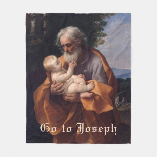 St. Joseph Baby Jesus Religious Catholic Prayer Fleece Blanket