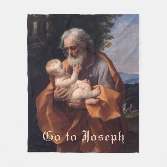 St. Joseph Baby Jesus Religious Catholic Prayer Fleece Blanket (Front)