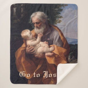 St. Joseph Baby Jesus Religious Catholic Prayer Sherpa Blanket
