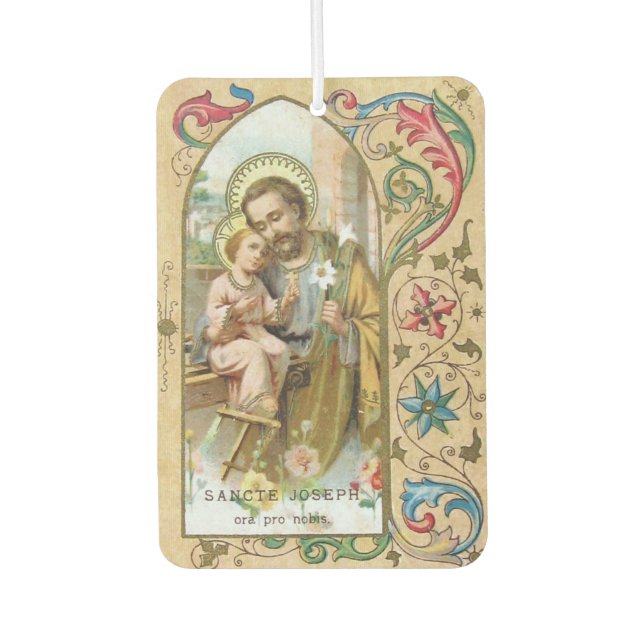 St. Joseph Baby Jesus Traditional Catholic Car Air Freshener (Front)