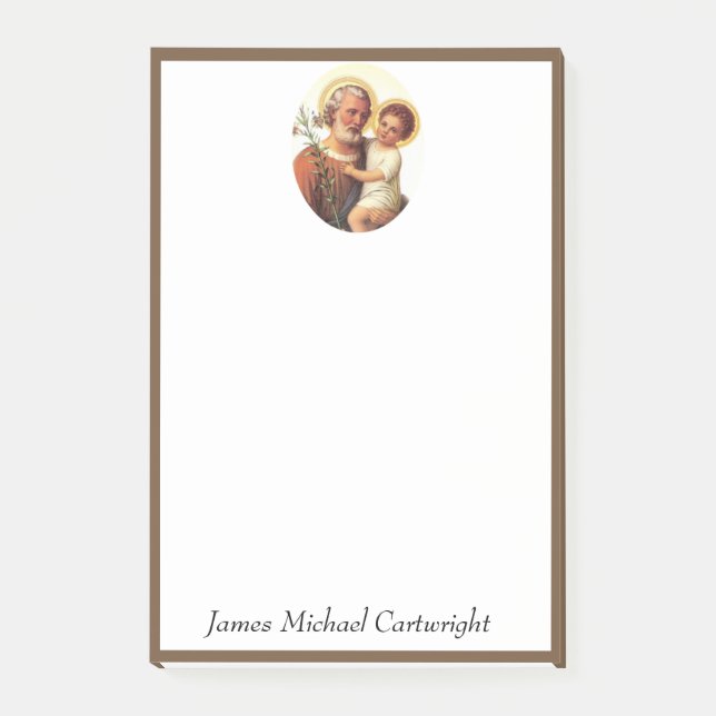 St. Joseph Baby Jesus Traditional Catholic Post-it Notes (Front)