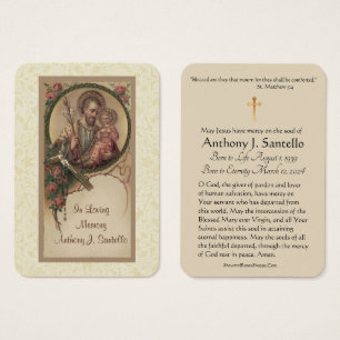 St. Joseph Catholic Funeral Memorial Holy Card -