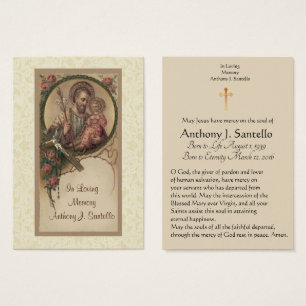 St. Joseph Catholic Funeral Memorial Holy Card -