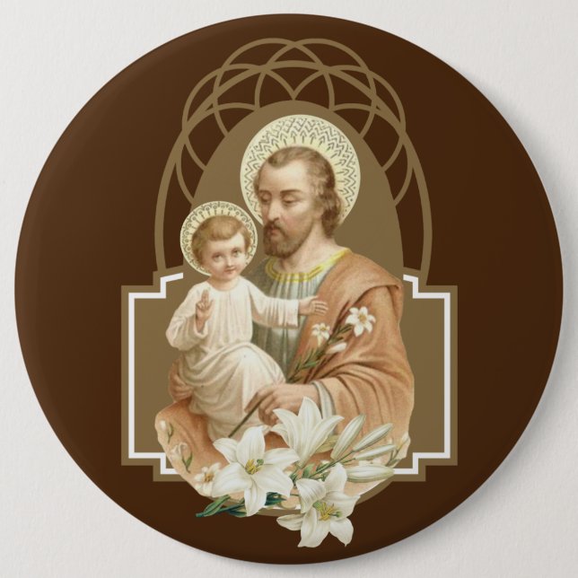 St. Joseph & Child Jesus 6 Cm Round Badge (Front)