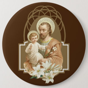 St. Joseph & Child Jesus 6 Cm Round Badge