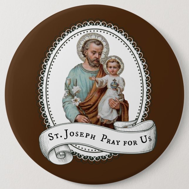 St. Joseph & Child Jesus 6 Cm Round Badge (Front)