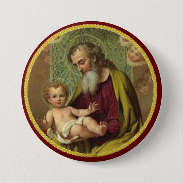 St. Joseph & Child Jesus 7.5 Cm Round Badge (Front)