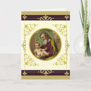 St. Joseph & Child Jesus Decorative Gold Card