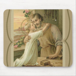 St. Joseph & Child Jesus Decorative Gold Mouse Mat