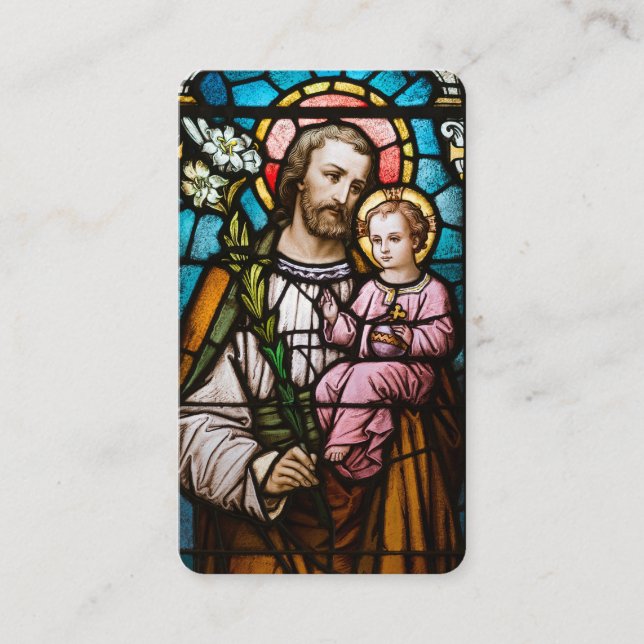 St. Joseph Child Jesus Stained Glass Prayer  Place Card (Front)