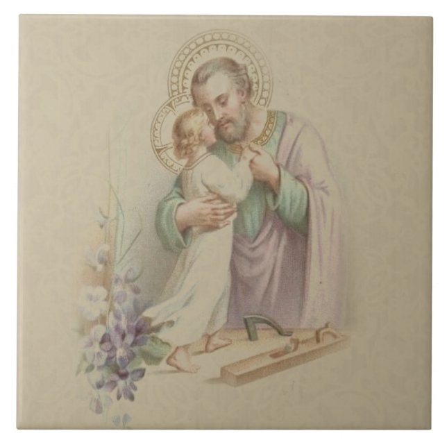 St. Joseph Child Jesus Traditional Carpenter Tile (Front)