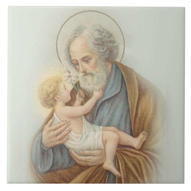 St. Joseph Child Jesus Traditional Catholic Tile (Front)