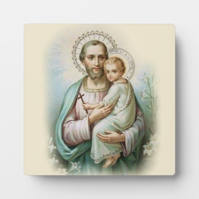 St. Joseph Child Jesus Traditional Lilies Plaque (Front)