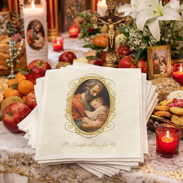 St. Joseph Day Child Jesus Cross Feast Day Napkin (Creator Uploaded)