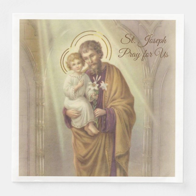 St. Joseph Day Child Jesus Lilies Feast Day Napkin (Front)