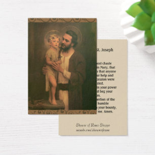 St. Joseph Feast Day Memorare Holy Prayer Cards