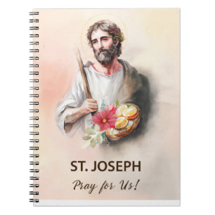 St. Joseph Feast Day Pray For Us Watercolor Notebook