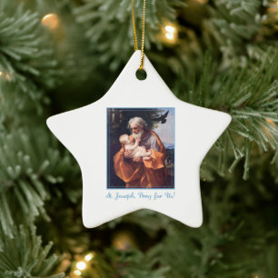 St. Joseph Feast Day with Infant Jesus Ceramic Tree Decoration