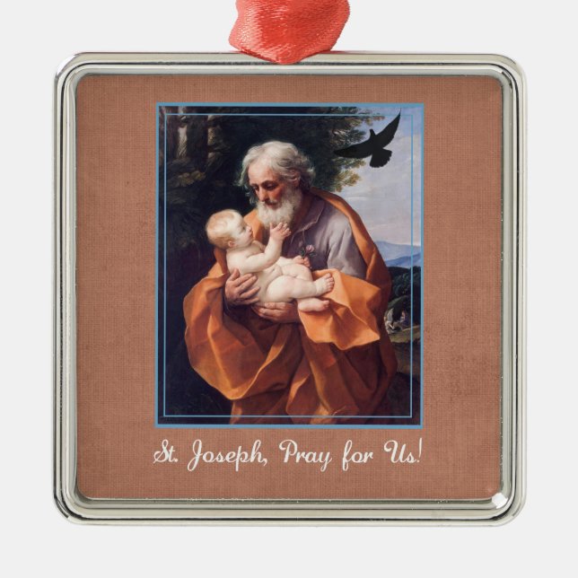 St. Joseph Feast Day with Infant Jesus Metal Tree Decoration (Front)
